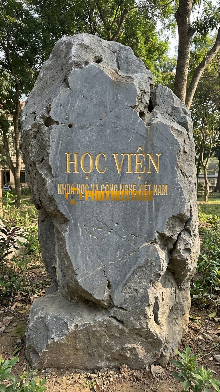 Bảng hiệu đá đen bo cạnh khắc ‘HỌC VIỆN’