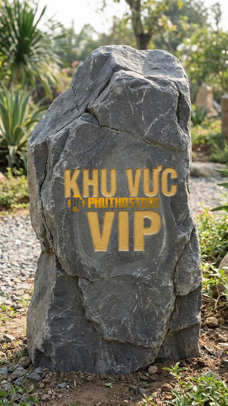 Bảng hiệu đá đen bo cạnh khắc ‘KHU VỰC VIP’