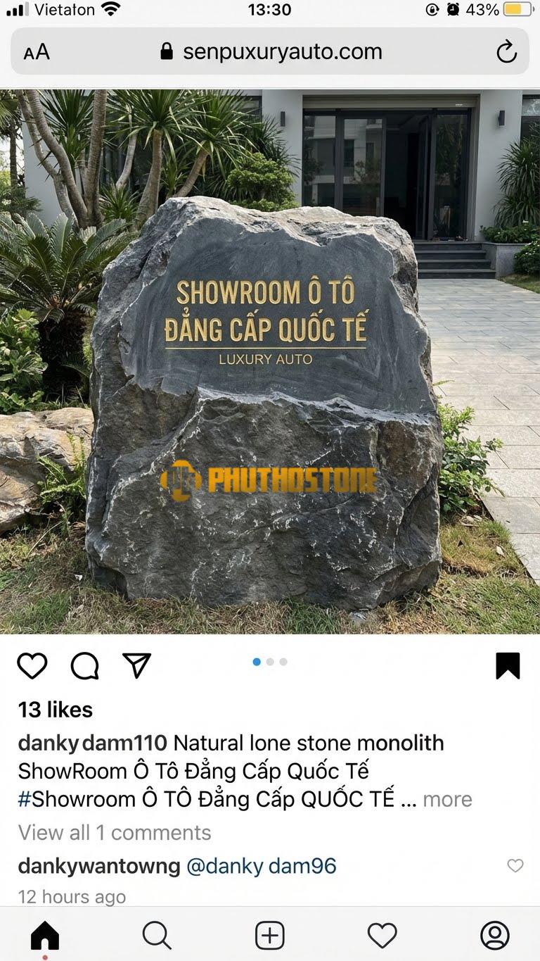 Bảng hiệu đá đen bo cạnh sang trọng cho Showroom Ô tô