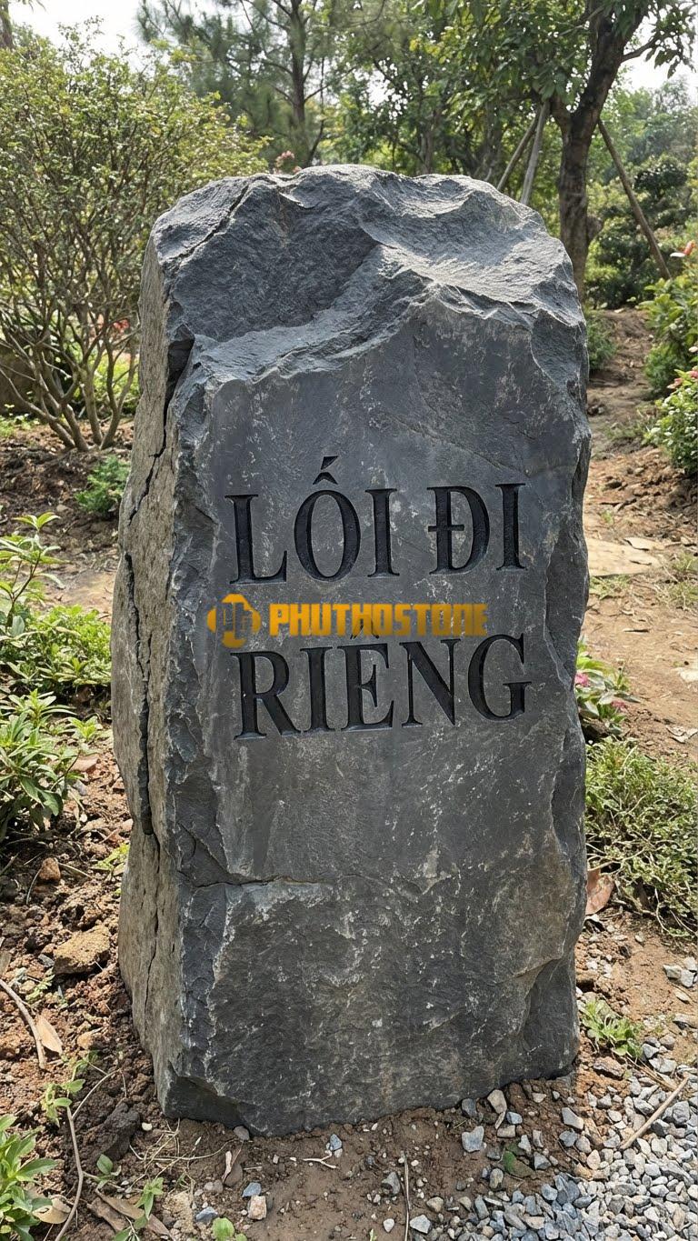 Bảng hiệu đá đen tự nhiên khắc ‘LỐI ĐI RIÊNG’
