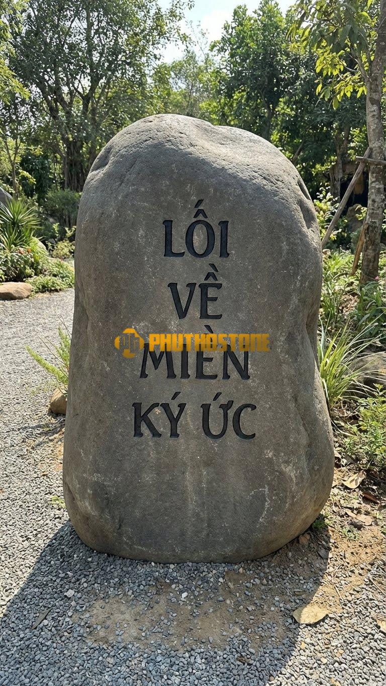 Biển Đá cuội dáng sỏi cuội khắc ‘LỐI VỀ MIỀN KÝ ỨC’