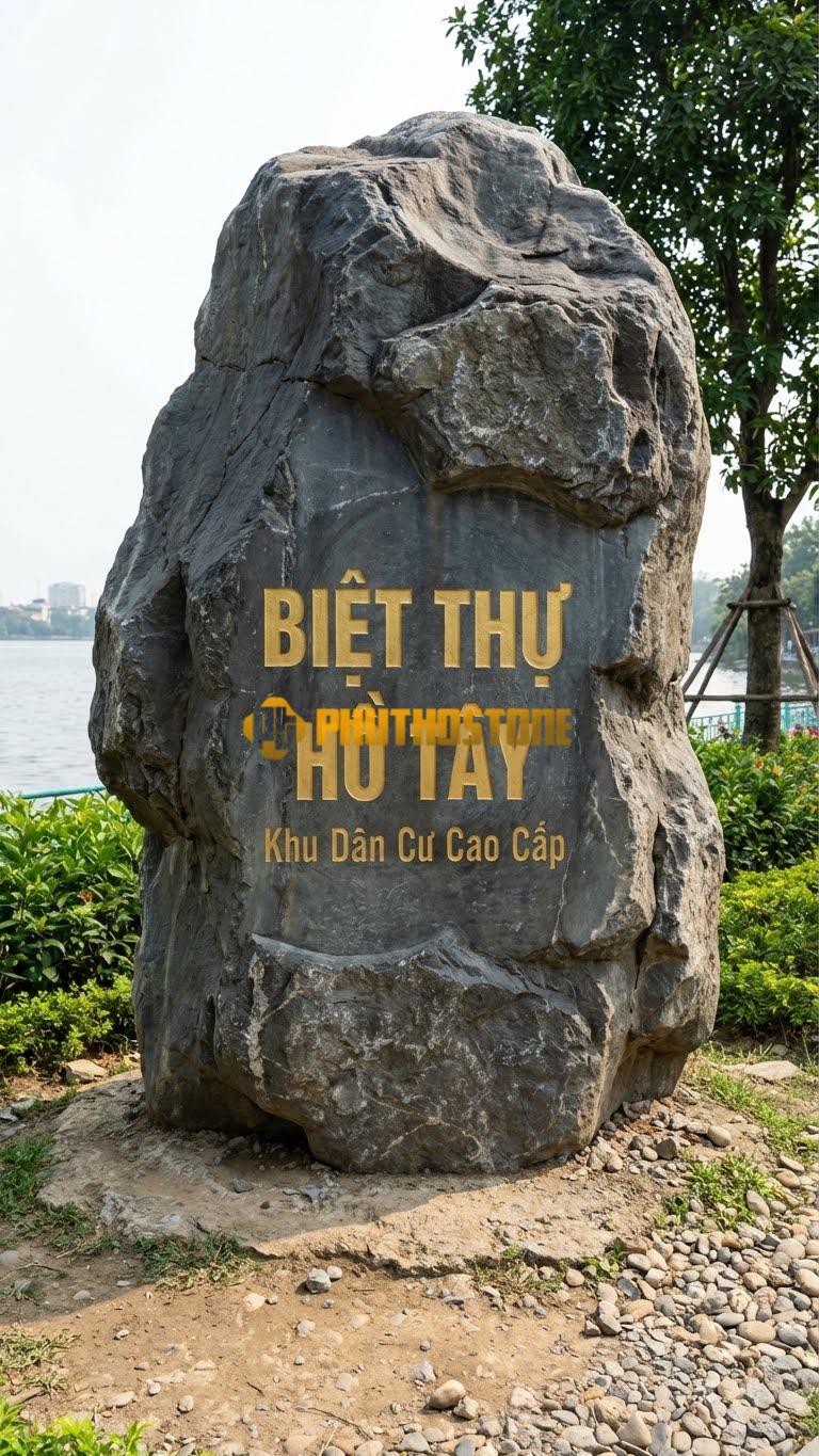 Biển đá đen khắc tên ‘BIỆT THỰ HỒ TÂY’