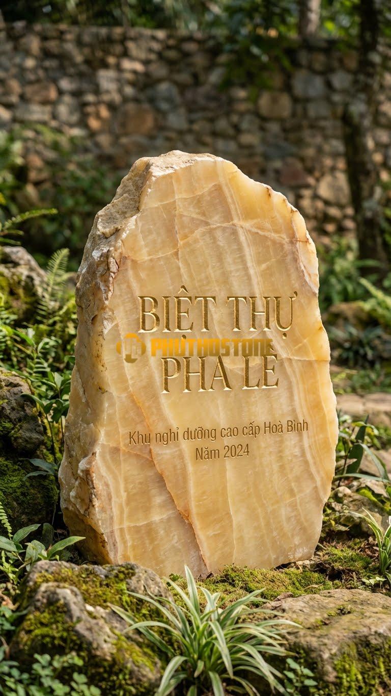 Biển đá vân gỗ Hoà Bình khắc tên ‘BIỆT THỰ PHA LÊ’