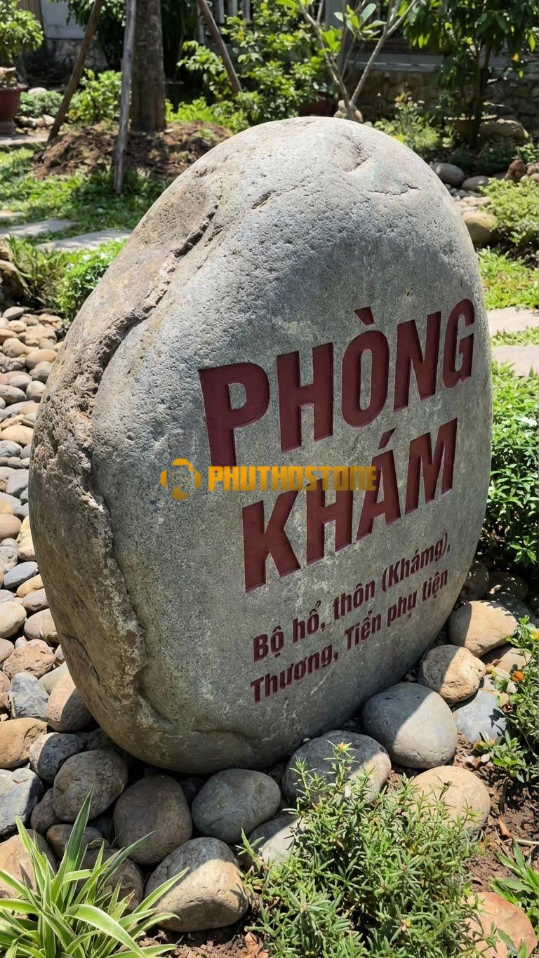 Biển hiệu Đá cuội khắc chữ nổi ‘PHÒNG KHÁM’