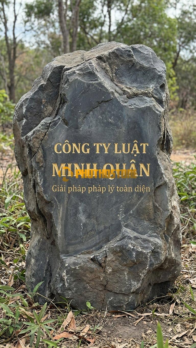 Biển hiệu đá đen mài bóng khắc Logo Công ty Luật