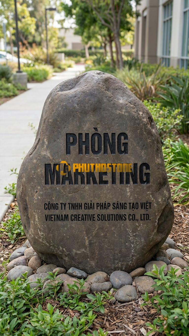 Biển tên Đá cuội khắc ‘PHÒNG MARKETING’