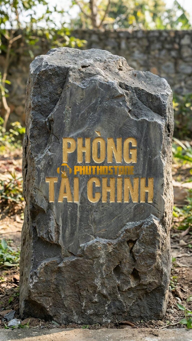 Biển tên đá đen khắc ‘PHÒNG TÀI CHÍNH’