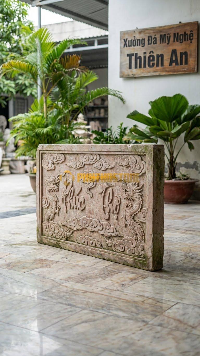 Bình Phong Đá Hồng Ốp Tường Giả Cổ L147: Làm Cũ Bề Mặt Trước Khi Ốp. (L147 x H89 Cm).