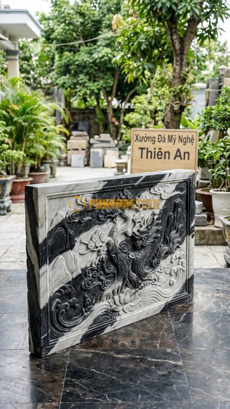 Bình Phong Đá Tuyết Sơn Rồng Hóa Mai L147: Cây Mai Già Hóa Rồng. (L147 x H107 Cm).