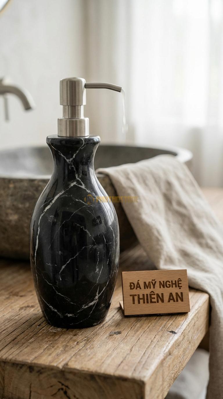Bình Sữa Tắm Đá Đen Tia Chớp Dáng Lọ Hoa Cổ Thắt Eo Ở Cổ, Thân Phình Rộng Quý Phái Đường Kính 9.5cm x H20cm
