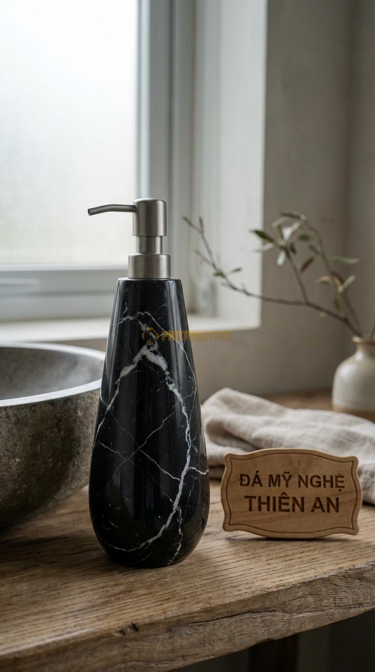 Bình Sữa Tắm Đá Đen Tia Chớp Hình Giọt Nước Thiết Kế Thuôn Dài, Vát Nhọn Về Phía Vòi 9cm x 7cm x H19cm