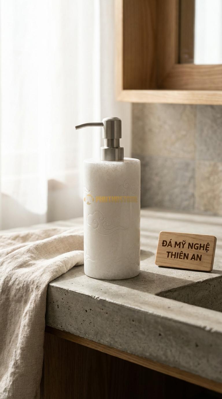 Bình Sữa Tắm Đá Trắng Muối Họa Tiết Vân Mây Chạm Khắc Mây Vờn Nhẹ Nhàng Quanh Thân Đường Kính 8.5cm x H18.5cm
