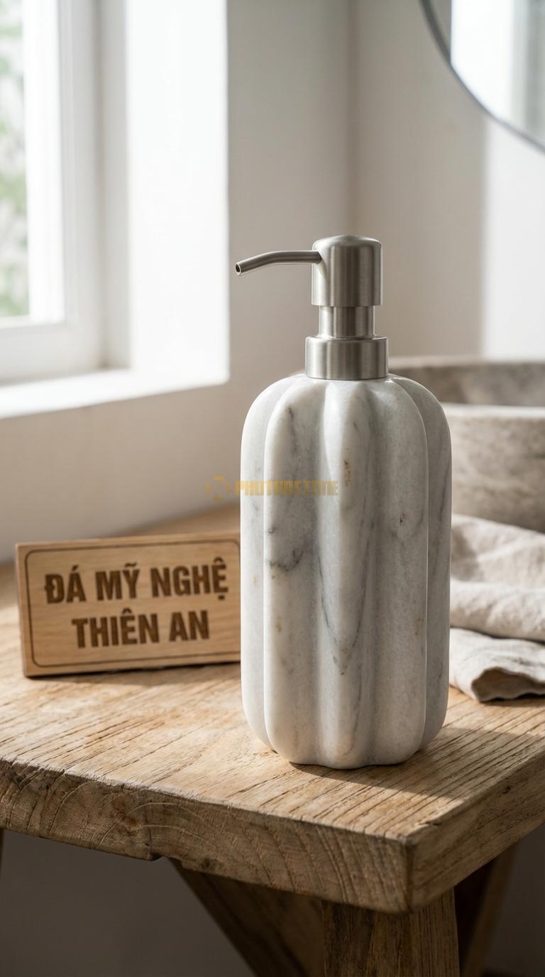 Bình Sữa Tắm Đá Trắng Xanh Khía Múi Thân Bình Chia Múi Như Quả Khế, Tạo Độ Bám Đường Kính 9cm x H17cm