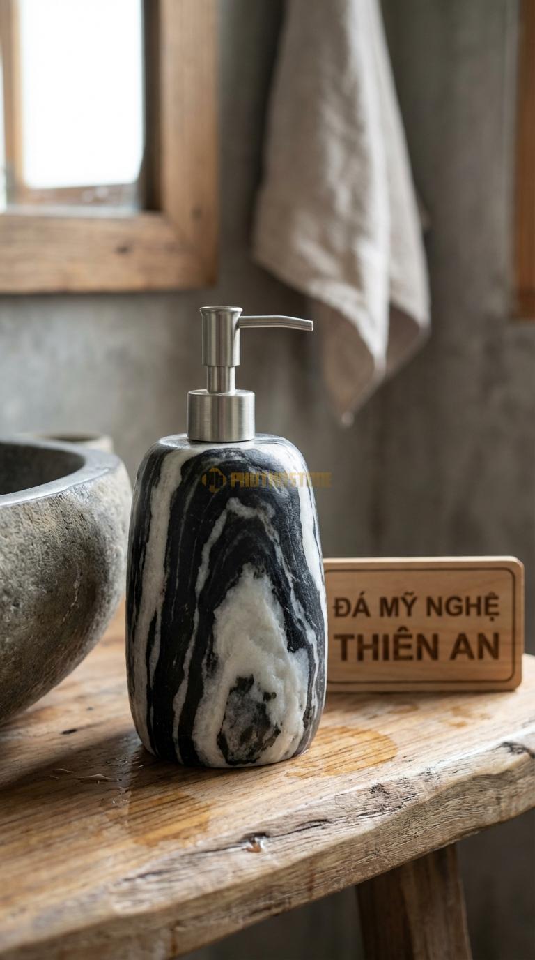 Bình Sữa Tắm Đá Tuyết Sơn Mài Nhám Matte Bề Mặt Nhám Mịn, Chống Bám Xà Phòng Đường Kính 8cm x H17.5cm