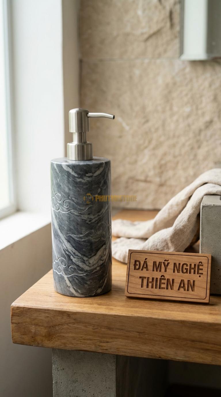 Bình Sữa Tắm Đá Vân Mây Họa Tiết Vân Mây Chạm Khắc Mây Vờn Nhẹ Nhàng Quanh Thân Đường Kính 8.5cm x H18.5cm