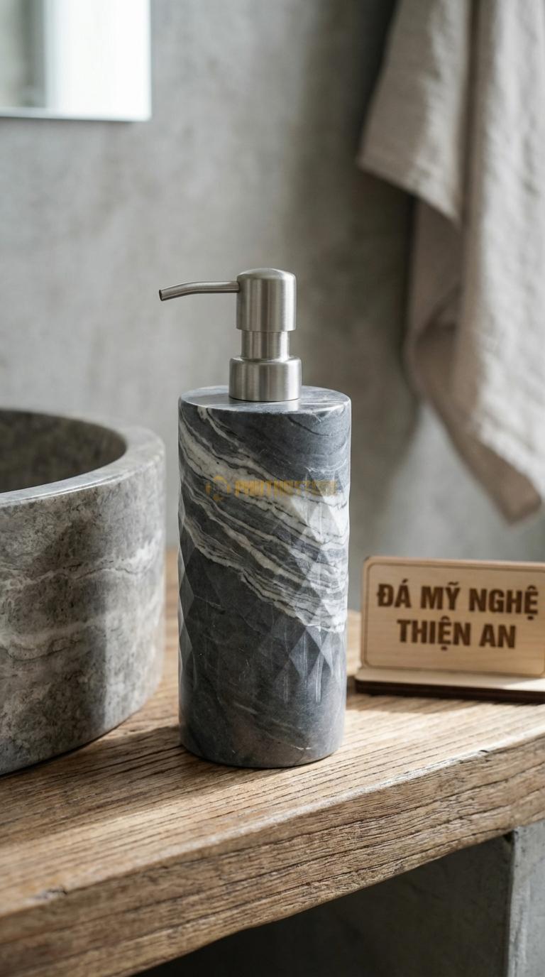 Bình Sữa Tắm Đá Vân Mây Vát Kim Cương Các Mặt Vát Hình Tam Giác Phản Chiếu Ánh Sáng 8cm x 8cm x H18cm