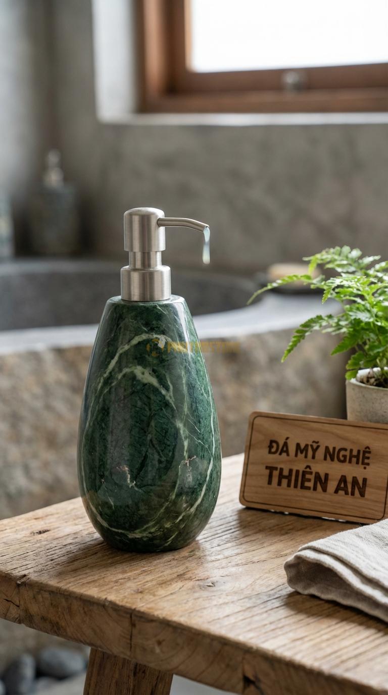 Bình Sữa Tắm Đá Xanh Ấn Hình Giọt Nước Thiết Kế Thuôn Dài, Vát Nhọn Về Phía Vòi 9cm x 7cm x H19cm