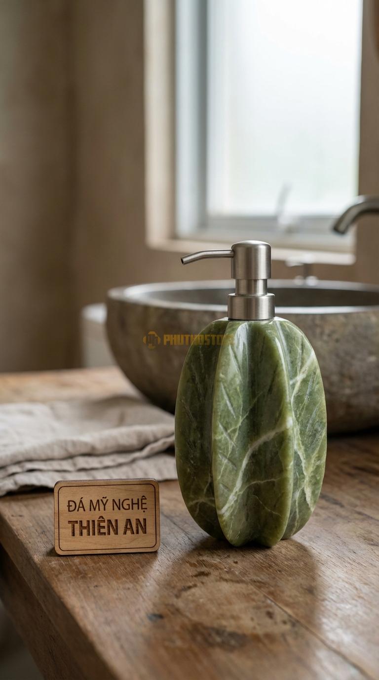 Bình Sữa Tắm Đá Xanh Ấn Khía Múi Thân Bình Chia Múi Như Quả Khế, Tạo Độ Bám Đường Kính 9cm x H17cm