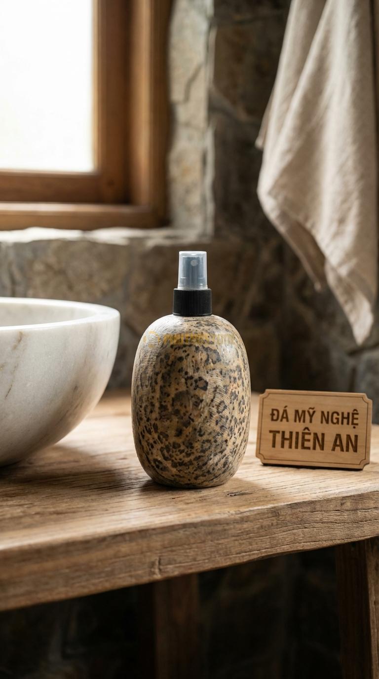 Bình Xịt Xà Phòng Đá Da Báo Bình Oval Mềm Mại Dáng Bầu Tròn Theo Phong Cách Zen 10cm x 7cm x H16cm