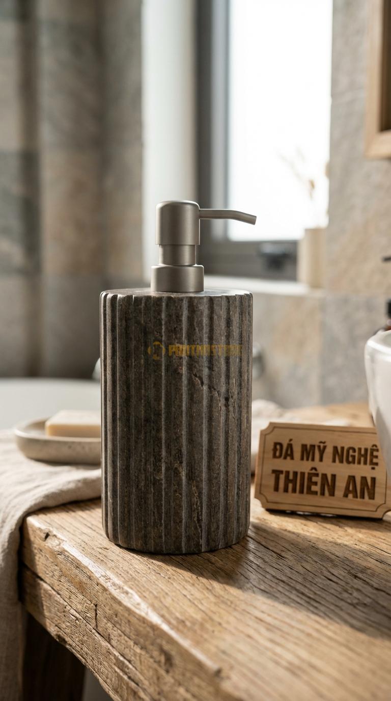 Bình Xịt Xà Phòng Đá Granite Bình Khía Sọc Dọc Các Rãnh Soi Dọc Thân Bình Kiểu Hy Lạp Đường Kính 8.5cm x H18cm