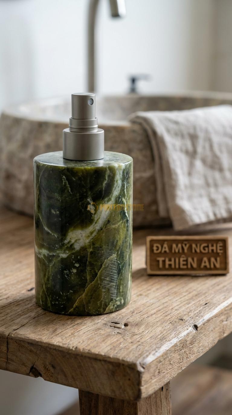 Bình Xịt Xà Phòng Đá Serpentine Bình Lục Giác Hiện Đại Hình Khối Lục Lăng Mạnh Mẽ Cạnh 5cm x H18cm