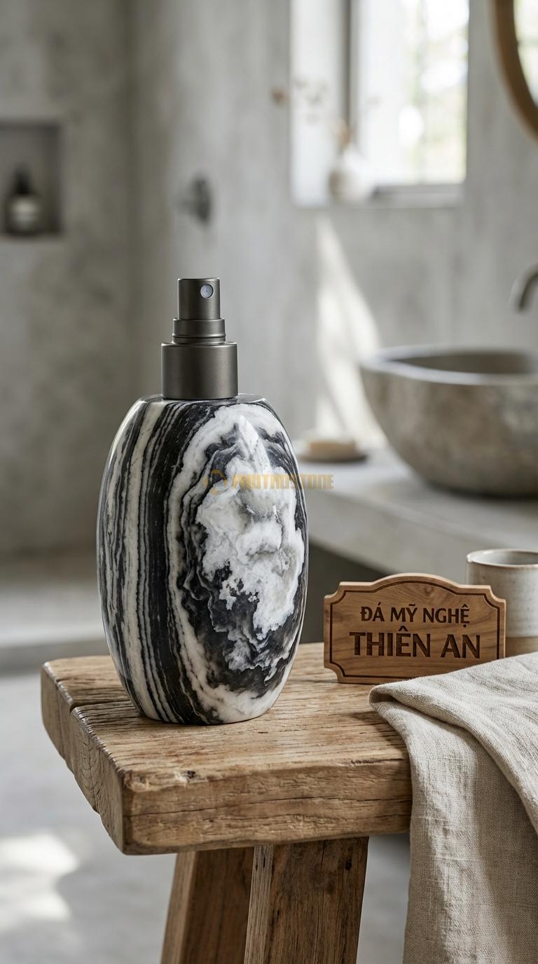 Bình Xịt Xà Phòng Đá Tuyết Sơn Bình Oval Mềm Mại Dáng Bầu Tròn Theo Phong Cách Zen 10cm x 7cm x H16cm