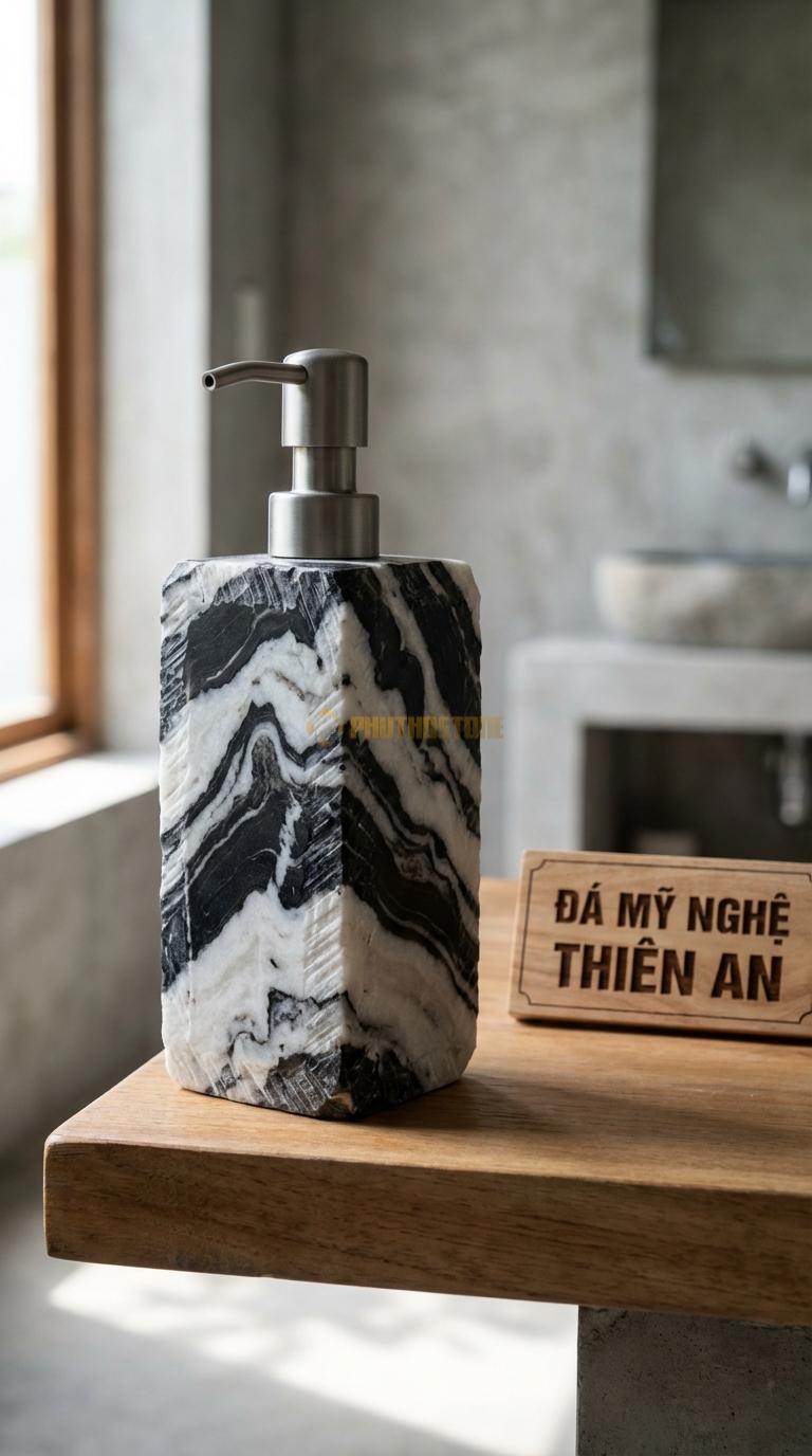 Bình Xịt Xà Phòng Đá Tuyết Sơn Bình Vuông Vát Cạnh 3D Vát Chéo 4 Góc Tạo Khối Kim Cương 8cm x 8cm x H17cm