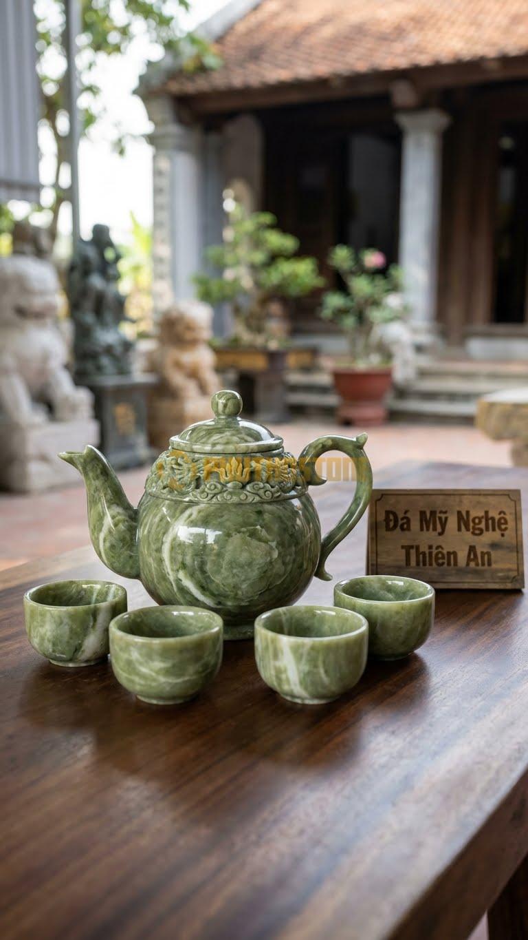 Bộ Ấm Chén Chạm Nghê Vờn Cầu