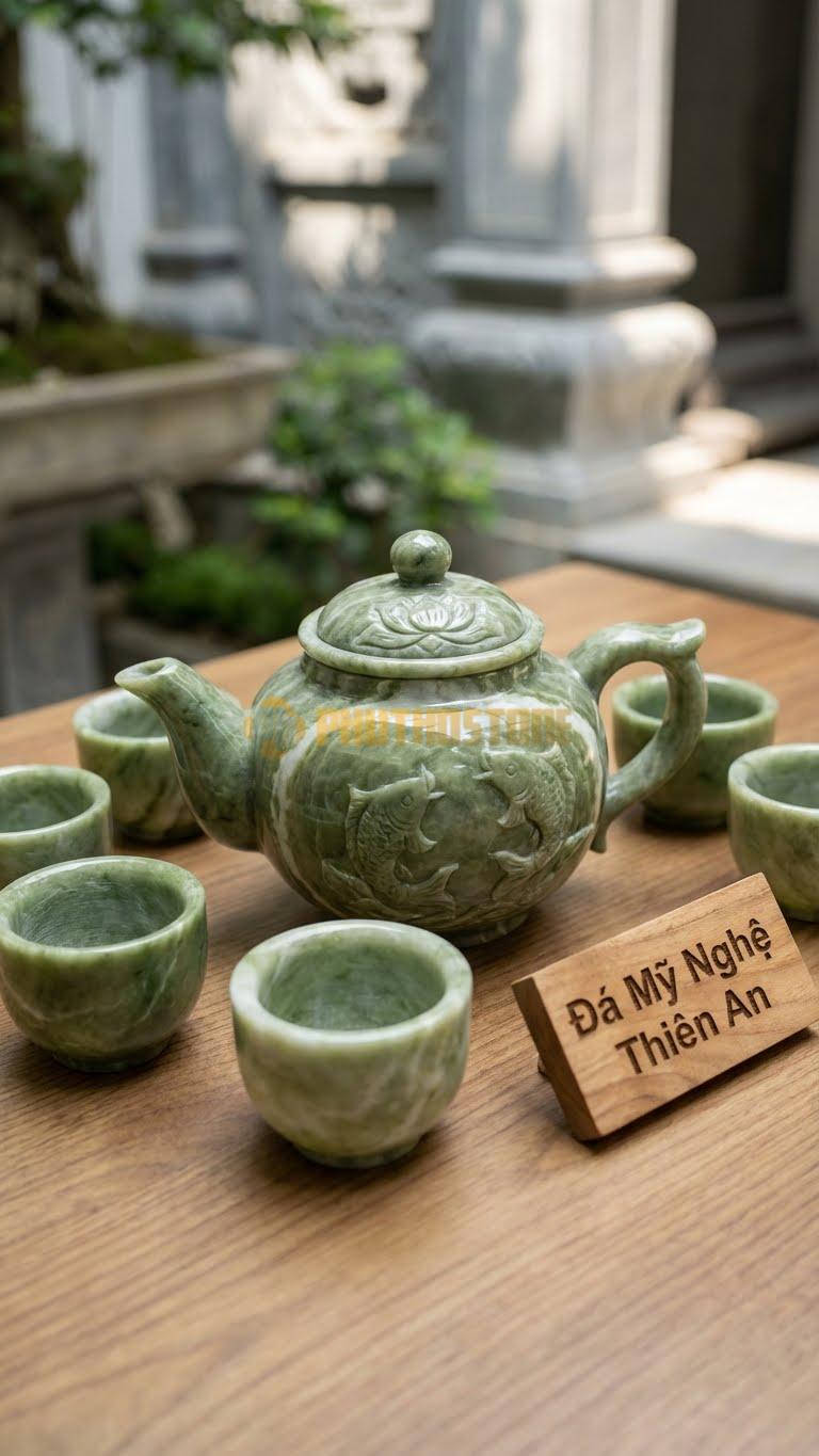Bộ Ấm Chén Chạm Cá Chép (Song Ngư)