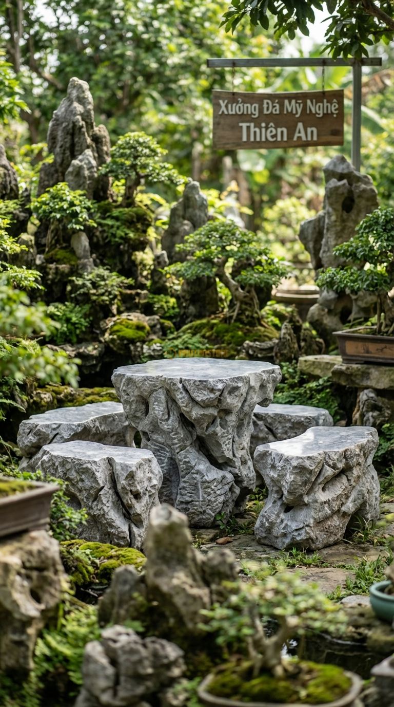 Bộ Bàn Ghế đá Ghế Chúa Đảo ( đá San Hô), Chất Liệu đá Cẩm Thạch Xám, Kiểu Dáng bề Mặt đá Có Kết Cấu Như San Hô Hoặc đá Hang Động, Dáng Ghế Ngai Tự Nhiên. Ghế: 90 x 80 x 100 Cm. Ghế: 90 x 80 x 100 Cm.