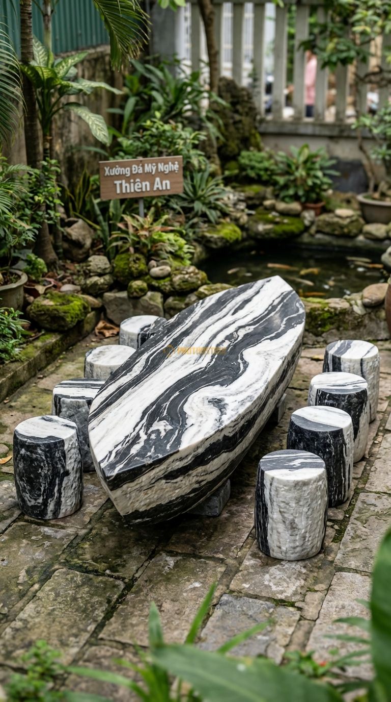 Bàn Ghế Đá Nguyên Khối