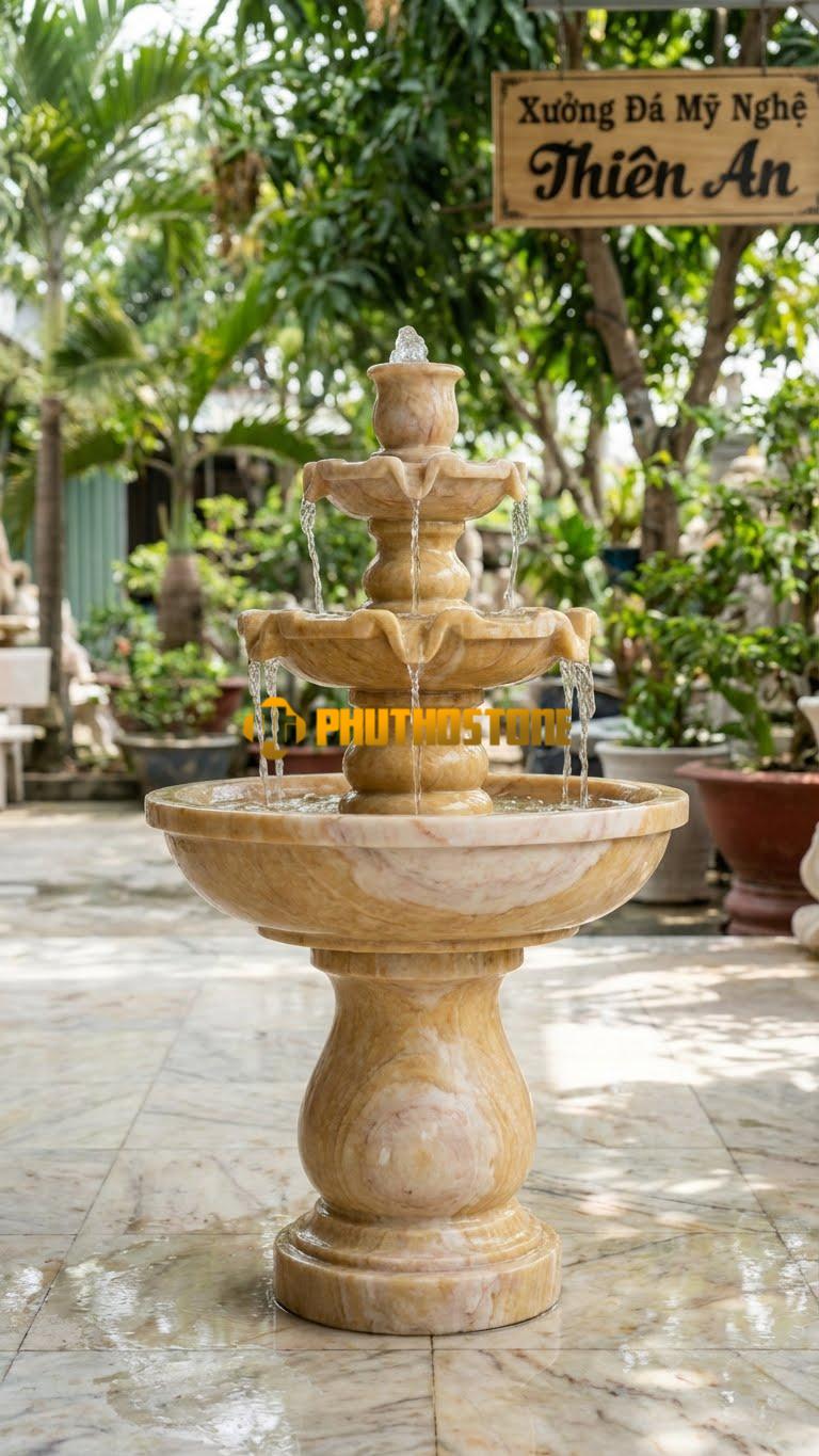 Cá Heo Đứng Thẳng Trên Đuôi: Tượng Đứng Vươn Cao, Tạo Cột Nước Thẳng Đứng Mạnh Mẽ. Chất Liệu Đá Vàng Nghệ An