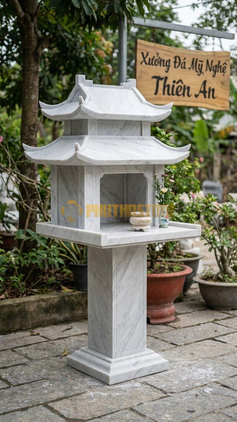 Cây Hương 3 Mái Chùa Một Cột Đá Trắng Yên Bái Mô Phỏng Kiến Trúc Mái Chùa Cổ 127 X 127 X 255 Cm