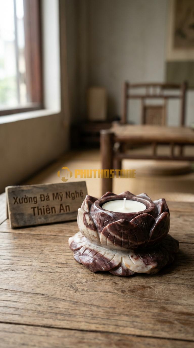 Chân Nến Bằng Đá Bằng Đá Hoa Sen