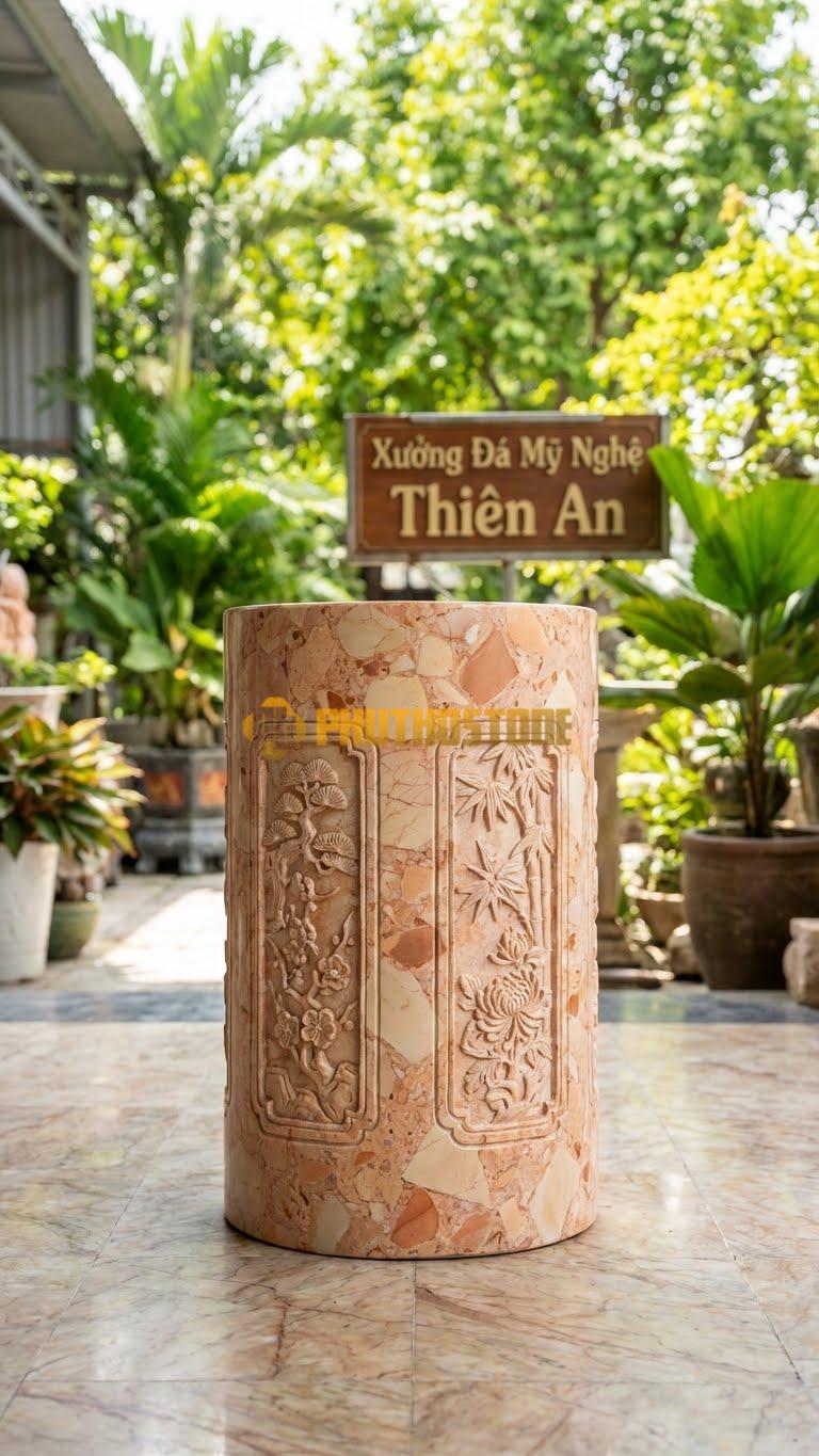 Chân Tảng Đá Hồng Tảng Bồng Tứ Quý Khung Tranh D32: Mỗi Cảnh Được Nằm Trong Một Khung Viền Chữ Nhật. (Gương 32Cm – Cao 50Cm).