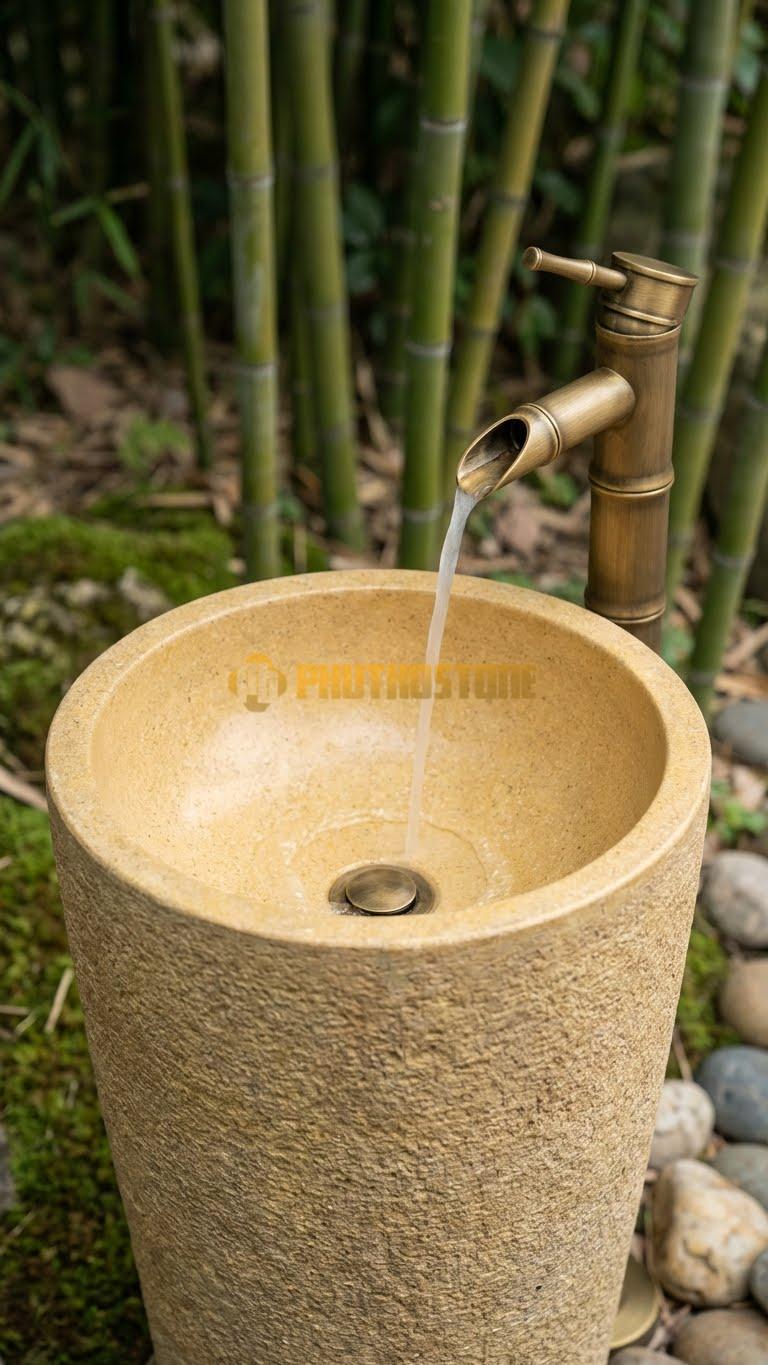 Chậu Rửa (Lavabo) Đá Đá Cuội Xanh Kiểu Dáng Tự Nhiên