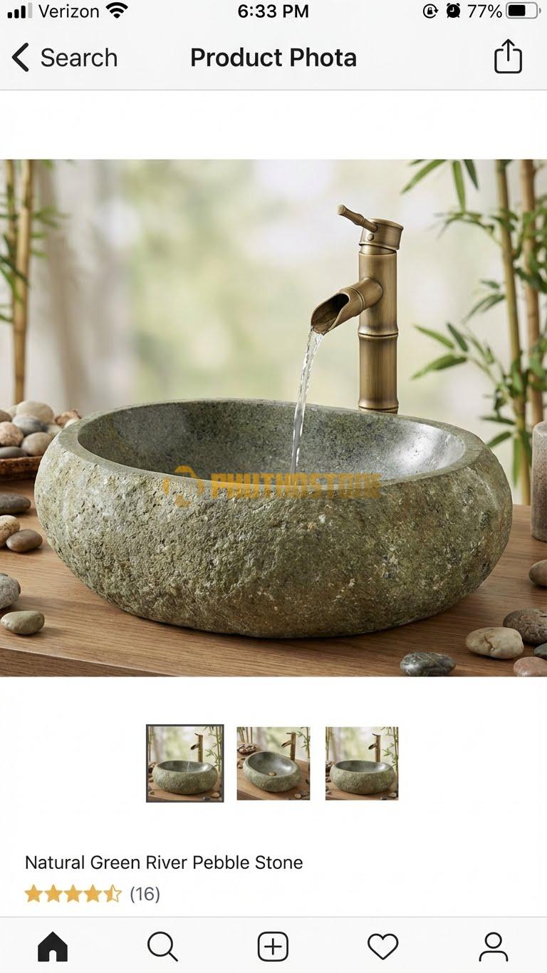 Chậu Rửa (Lavabo) Đá Đá Cuội Xanh Kiểu Dáng Tự Nhiên