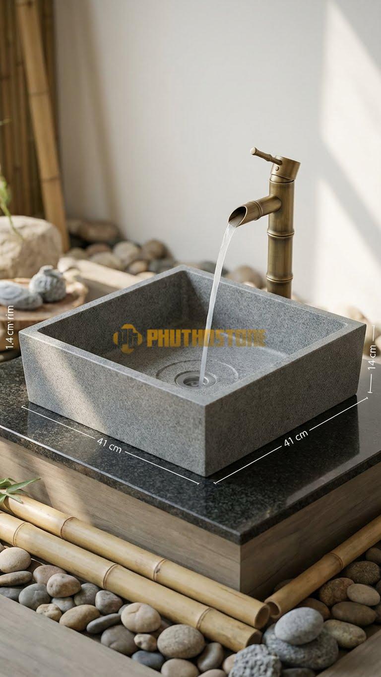 Chậu Rửa (Lavabo) Đá Granite 41x41x14