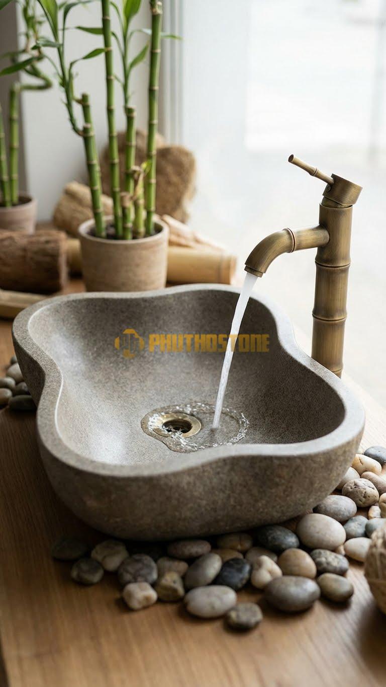 Chậu Rửa (Lavabo) Đá Granite Lavabo Đá Dáng Gợn Sóng Tự Nhiên