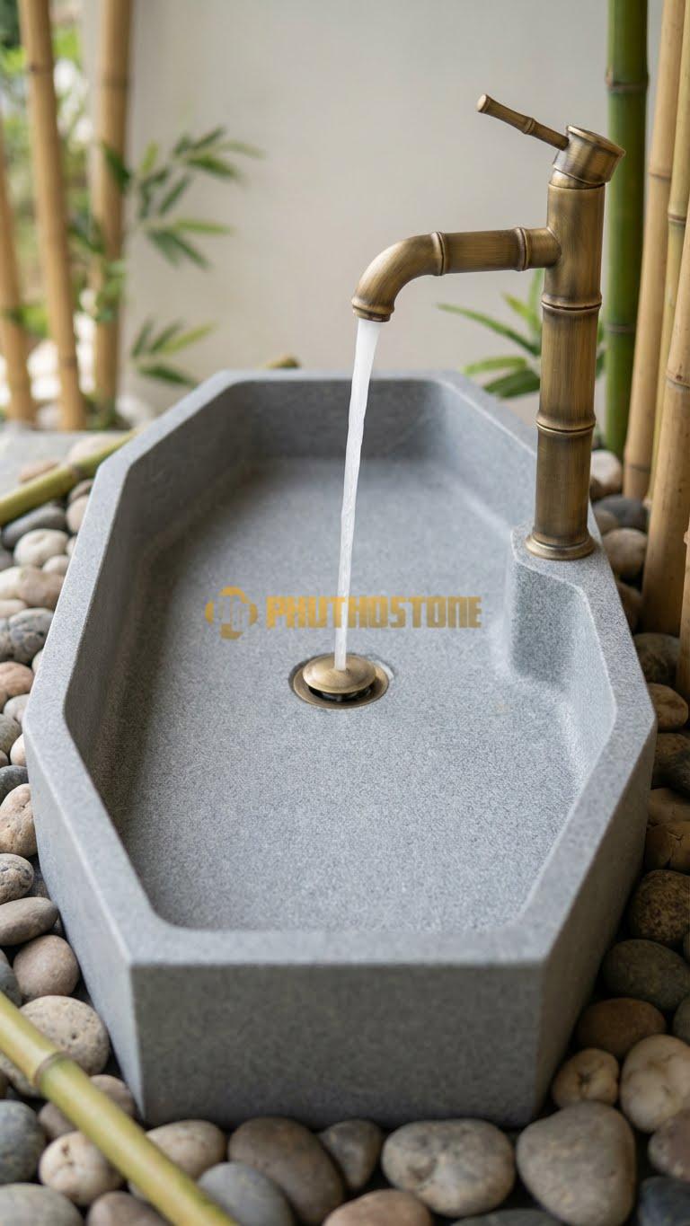 Chậu Rửa (Lavabo) Đá Granite Lavabo Đá Lục Giác Kéo Dài