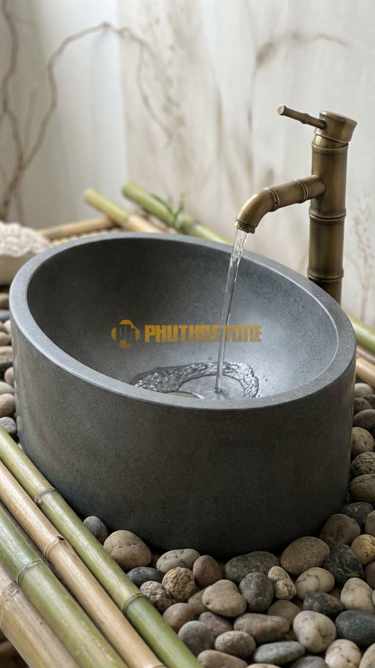 Chậu Rửa (Lavabo) Đá Granite Lavabo Elip Sâu Cao 16cm