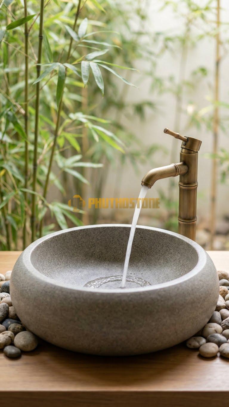 Chậu Rửa (Lavabo) Đá Granite Tròn 41 Cao 14