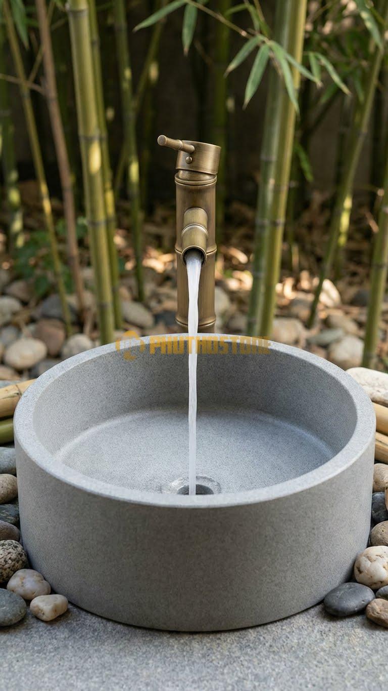 Chậu Rửa (Lavabo) Đá Granite Tròn 42 x Cao 14cm