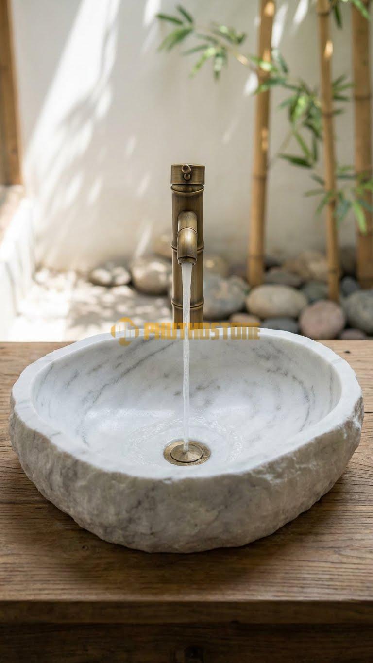 Chậu Rửa Tay - Đá Trắng Xanh