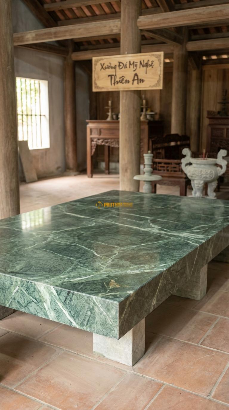 Chiếu Ngựa Bo Cạnh Vuông Đá Xanh Ấn Vuông thành sắc cạnh, phong cách hiện đại, Kích thước 1m6 x 2m4 x 18cm
