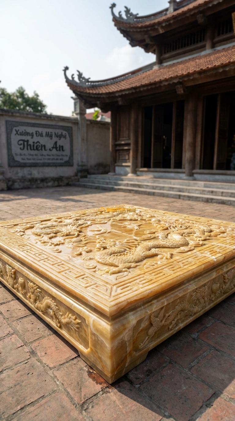 Chiếu Rồng Nhà Thờ Họ Ngọc hoàng long Mặt Trống Đồng Đông Sơn (Hoa văn trống đồng cổ kết hợp hạc bay), Kích thước 147 x 147 (Vuông)