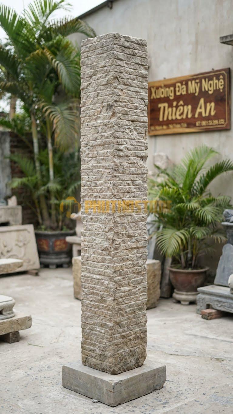 Cột Đá Da Báo Chỉ Ngang Ngẫu Nhiên Các Đường Cắt Ngang Không Quy Luật 35X35X250 Cm