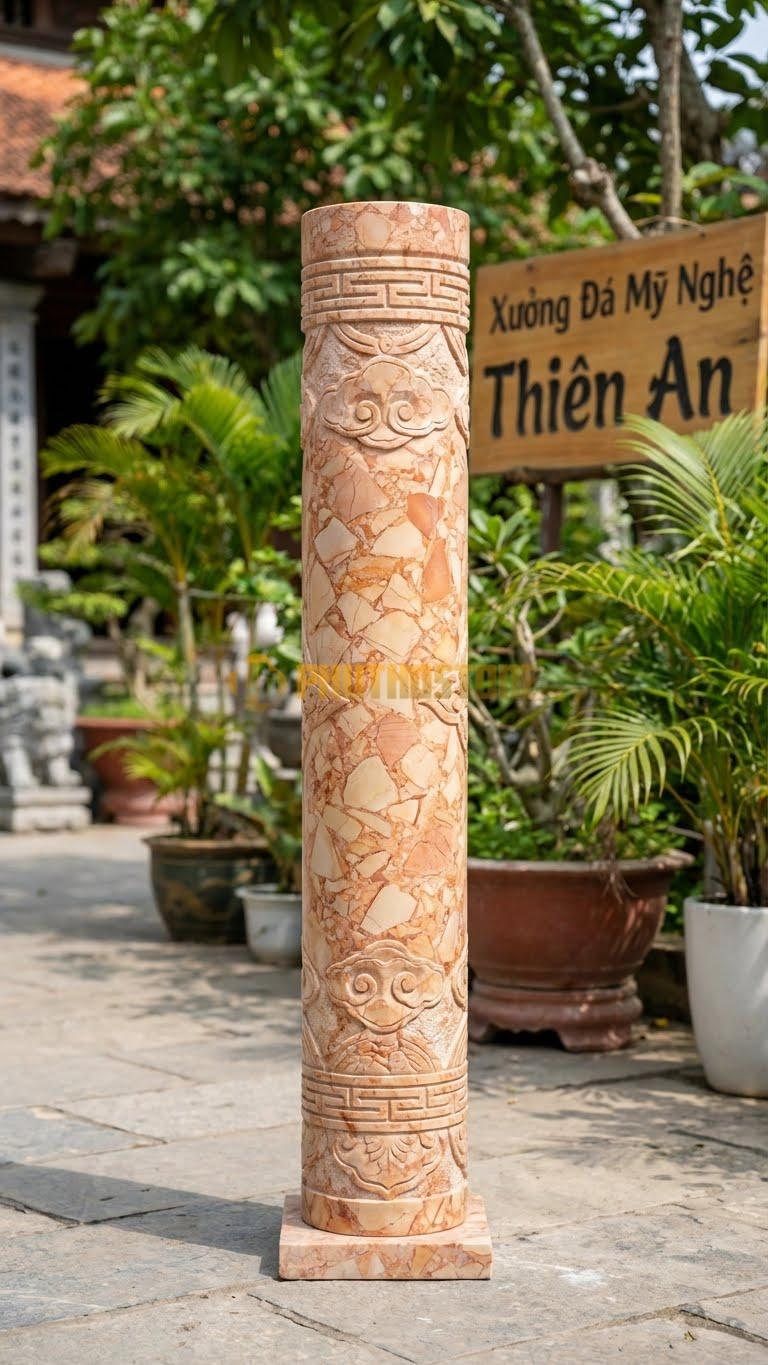 Cột Đá Hồng Trang Trí Cửa Sổ Cột Nhỏ (Cột Con Tiện) Trang Trí Vòm Ø 15X120 Cm