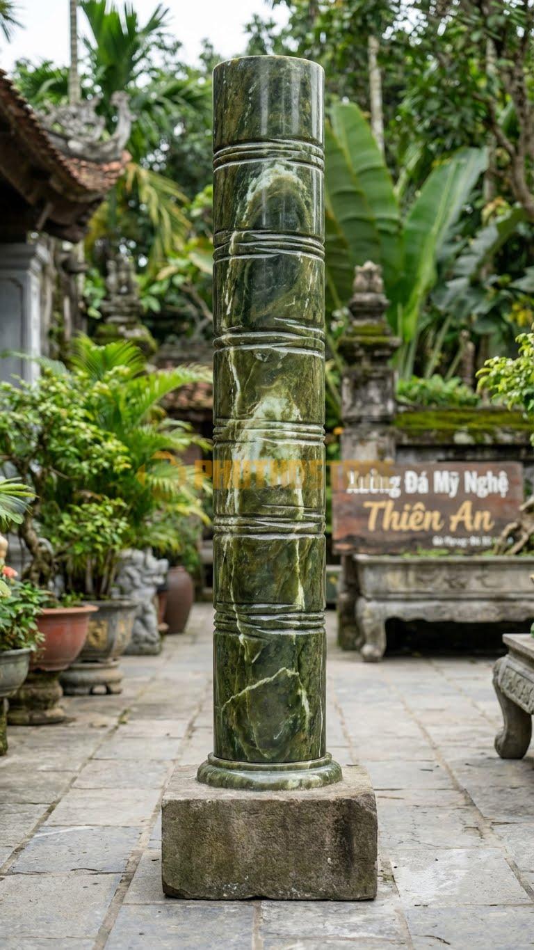 Cột Đá Serpentine Chỉ Ngang Ngẫu Nhiên Các Đường Cắt Ngang Không Quy Luật 35X35X250 Cm