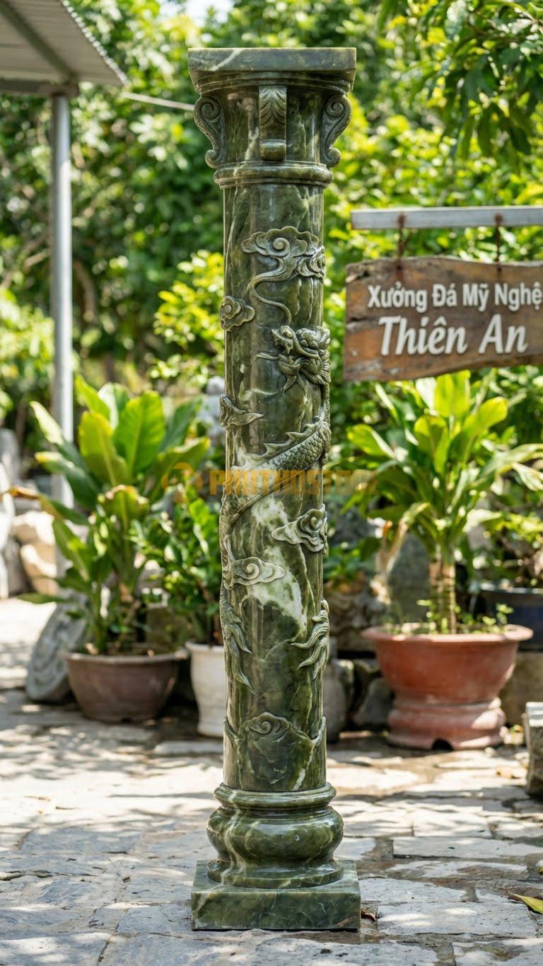 Cột Đá Serpentine Đá Kết Hợp Ban Công Có Gờ Đỡ Lan Can Đá Đồng Bộ Ø 30X280 Cm